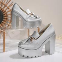 Aukštakulniai Moteriški Mary Jane Bateliai Retro Kaspinai Elegantiški Storas Kulnas Moteriški Vestuviniai Batai Madingi Balti Apvalus Pirštas Platforminiai Sandalai 39