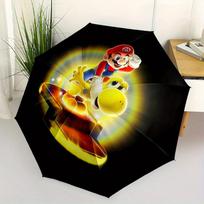 Super Mario Bros..  Yoshi ir Mario marškinėliai Skėtis, Nešiojamas 3 lankstymo kompaktiškas skėtis vyrams ir moterims, S35 yellow