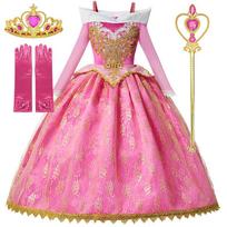 Mergaitės Aurora Princesės Suknelė Vaikams Prabangus Cosplay Kostiumas Rožinė Briar Rose Apranga Vaikų Karnavalo Gimtadienio Šventės Drabužiai 2-3T(100) pink