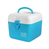 Portable Plastic Mini Medicine Box Handheld Multifunctional Desktop Storage Box Double-layer Dustproof Box Candy mėlyna