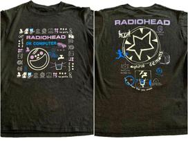 Radiohead Band Ok Computer Against Demons 2 side black T shirt XL gray