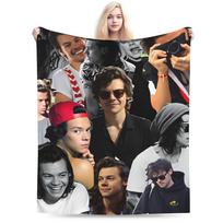 H-Harry Styles Šiltos minkštos antklodės Vaikams Suaugusiems Pliušiniai patalynės užklotai Raštas Svetainės Flanelinis lovatiesis Sofos lovos uždangalas 75x90cm white