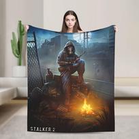Stalker Žaidimo Flanelinis pledas Ypač šiltas pledas laukui Dekoratyvinis Naujoviškas Lovatiesė Sofos Lovo Dangalas 130x150cm gray