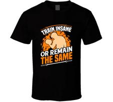 Train Insane Or Remain The Same Bodybuilding Gym Gift T Shirt 2XL orange