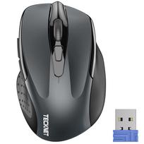 Technet Wireless Ergonomic Mouse, 2.4GHz Connection, 6 Buttons, 5-Stage DPI Switching, 2600 DPI, 24-Month Battery Life, USB Receiver, PCMacWindows