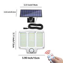 Solar Outdoor Light IP65 Waterproof Wall Lamp Remote Control 3 Modes Adjustable Angle 5m Extension Cable for Yard Garden Patio 210LED