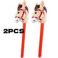 Inflatable Horse Heads Cowgirl Stick PVC Balloon Outdoor Cheerstick Educational Toys Gifts Inflatable Kids Toys Birthday Gift beige