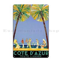 Cote D Azur All Year Vintage French Travel Poster Metal Plaque Wall Decor Create Garage Plaques Iron Home Tin Sign Poster 30X40CM