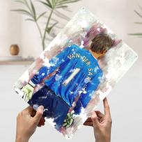 Edwin Van Der Sar Watercolor Tinplate Poster Customized Wall Art Vintage Metal Signs Retro Tin Plaque for Home Decor Living Room 20x30cm（7.8x11.8inch） gray