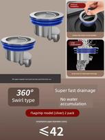 Floor Drain Deodorizer for Bathroom Sewer Pipes, Anti-Odor Device, All-Copper Floor Drain Core, Universal Sealing Cover, Non-Return Valve All-Copper Silver [2-Pack] Gravity Drain Anti-Odor sidabras