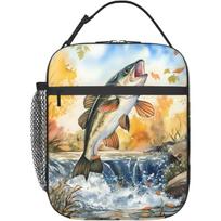 Fish Lunch Box for Women Adults Kids, Insulated Cooler Lunch Bag for Picnic, School, Office, Travel One Size black