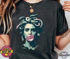 Medusa Bubble Gum Comfort Colors Shirt, Feminist Tee, Mythical Empowerment Graphic Shirt, Feminist Women's Rights Tee,Medusa Greek Mythology L black