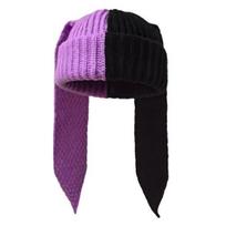 Žieminė megzta kepurė su ilgomis zuikio ausimis, kontrastingos spalvos, unisex, stora, šilta, labai tampri, vėjui atspari galvos apdangalas, kepurė šaltam orui black