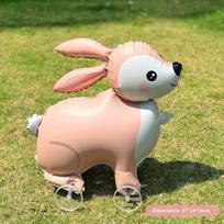 Cartoon Animal Walking Foil Balloon with Wheels 1PCS Durable Standable Balloon for Kids Gender Reveal Party Supplies A283