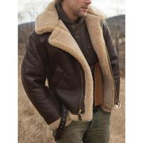 Men's Thickened Faux Fur One-Piece PU Leather Jacket Long Sleeve Winter Coat  New Arrival In Stock L ruda