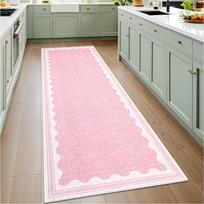 2x6 Hallway Runner Rug Washable Non Slip Solid Pink Modern Minimalism Soft Low-Pile Indoor Carpet for Kitchen Home Decor 60X240CM(2X7.9FT