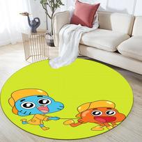 Darwin Gumball pattern round rug,Carpet Rug for Living Room Bedroom Playroom ,Non-slip Floor Mat,Holiday Gifts and Birthday Gifts. 80cmx80cm
