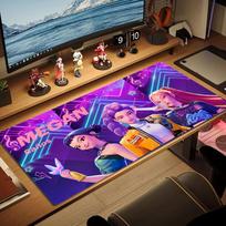 Demon Hunters Kpop Color Mouse Pad Large Gaming Table Cushion Non-slip Laptop Tablet Big Mousepad XXL Mat Mini PC Playmat With Lock edge 30cmx60cm(11.8x23.6inch) purple