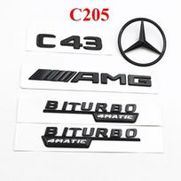 Juodi C43 logotipo raidės BITURBO 4MATIC ženklelis Automobilio galinės žvaigždės lipdukas BITrunk AMG emblema Mercedes Benz AMG W205 W206 C205
