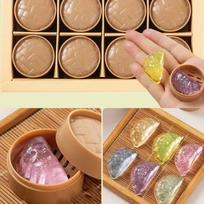 24Pcs/Set Soft Cute Mini Dumplings Squishy Food Shape Squeezable Squishy Crystal Bun With Steamer Pinch Fidget Sensory