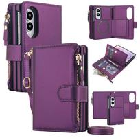 Kryžinė kortelių dėklas piniginė su atvartu odinis dėklas Samsung Galaxy Z Fold8 Fold 8 plačiai atsparus smūgiams Magsafe knygos stovas dangtelis Galaxy Z Fold 8 violetinė