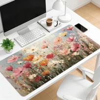 Pastel Wildflower Large Extended Gaming Mouse Pad Non Slip Desk Mat Floral Art Keyboard Mousepad For Laptop Desktop Office Setup 800x300x2mm white
