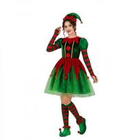 Kalėdiniai kostiumai berniukams ir mergaitėms mažyliams elfų kostiumai cosplay šventė tėvų ir vaikų kostiumai Kalėdinio šokio stalo pasirodymų kostiumai 160 žalia