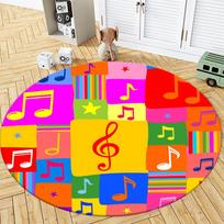 Round Music Flannel Carpet Living Room Decoration Rugs Luxury Bedroom Decor Carpets Washable Lounge Rug Non-slip Floor Mat Diameter 60cm