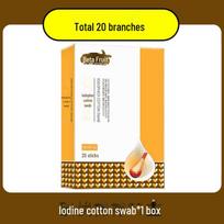 Vienkartiniai 75% alkoholio ir jodo medvilniniai tamponai naujagimių žaizdų ir bambos dezinfekcijai Iodine cotton swabs, 20 pieces white