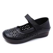 Fashion Low-heeled Mary Jane Women's Sandals Zapatos De Mujer Summer Fashion Hook Loop Casual Comfortable Hollow Round Toe Mother Shoes 35
