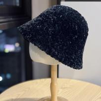New Fisherman Hat Women's Autumn and Winter Solid Color Versatile Warm Plush Basin Hat Niche Design Plain Face Covering Bucket Hat Adjustable black