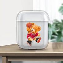 Meškiuko ausinių dėklas Apple AirPods 4 3 2 1, Skaidrus apsauginis, Juokingas animacinis gyvūnas, Skaidrus dangtelis AirPods Pro2 dėklui AirPods Pro 1st white
