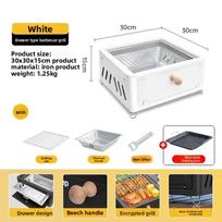 Camping Courtyard Bbq Grill Outdoor Portable Charcoal Barbecue Rack Square Camping Fire Basin Foldable Picnic Barbecue Tool white