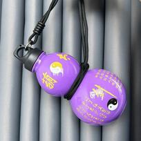 Chinese Style Tritan Drinking Bottle Gourd Water Bottle with Shoulder Strap Braided Waist Rope Cup Brush Charm DIY Sticker 800ml violetinė