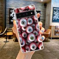 For Google Pixel 10 Pro Clear Phone Case Pixel 9 Pro XL Pixel 8 Pro 9A 8A 7A 7 6A 6 Pro Soft TPU Cover Scary Devil Eye Pattern For Pixel 10 Pro XL black