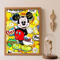 Disney DIY diamond painting 5d cartoon Mickey Mouse pop art style cross stitch diamond living room bedroom decoration painting Round 20x30cm black