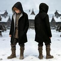 Kids Retro Hooded Cape Costume for Boys Halloween Outfit 130 black
