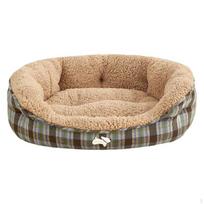Šuns guolis, sutirštinta šilta naminių gyvūnėlių sofa, nuimamas užvalkalas, tinkamas mažiems ir vidutinio dydžio šunims, žalias languotas, M dydis Brown Plaid M beige