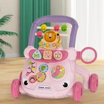 Cartoon Musical Baby Push Walker Sliding Walking Toy Baby Walker Trolley  Early Education rožinė