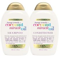 OGX Extra Strength Damage Reel + Miracle Oil Moisturizing and Flyaway Taming for Dry, Frizzy, or Coarse Hair Paraben Free beige