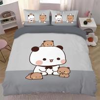 Kawaii Bubu and Dudu Bedding Set Cute Bubu Dudu Duvet Cover Pillowcases Single Double Queen King EU Single 135*200cm/53x79in 3pcs