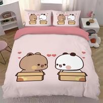 Kawaii Bubu and Dudu Bedding Set Cute Bubu Dudu Duvet Cover Pillowcases Single Double Queen King 140*200cm/55x79in Single/Twin 3pcs