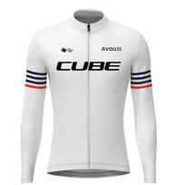 Rvouei Cube Team Breathable Long Sleeve Men Cycling Jersey Set MTB Bike Clothing Autumn Bicycle Clothes Maillot Ropa Ciclismo L