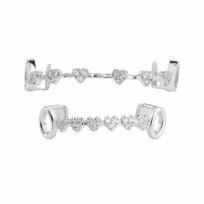 Double Glossy Dental Grills rhinestone Love Drill Braces Gift Charm Teeth Grillz  Tooth Socket Silver Set white