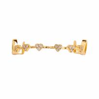 Double Glossy Dental Grills rhinestone Love Drill Braces Gift Charm Teeth Grillz  Tooth Socket Gold Upper Teeth beige