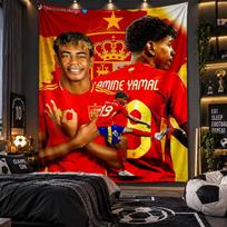 Wall Hanging Tapestry Lamine Yamal Print Cloth for Living Room Bedroom Home Decor 100cmx150cm red