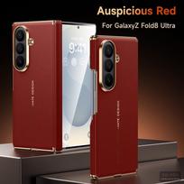 For Samsung Galaxy Z Fold8 Fold 8 Ultra NAPPA Genuine Leather Case Double axis With Magsafe Magnetic Fold8 luxury Cowhide Cover Galaxy Z Fold8 Ultra raudona