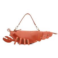Cute Dragon Lobster Fashion Pu Shoulder Bag With Zipper Closure For Casual Outfits brown