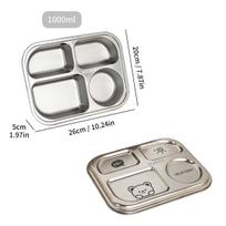 304 Stainless Steel Lunch Box With Compartments Student Divided Food Containers With Cute Lid Canteen Tableware gray