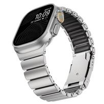 Titanium Rubber Strap for Apple Watch Ultra 3/2/1 49mm 10 11 46mm Luxury Band for Iwatch 9 8 7 45mm 6 SE 3 44mm 42mm Accessories Ultra 2/3 49mm &B gray